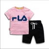 2022 Çocuk Harfleri Baskılı Eşofman Giyim Setleri Erkek Çocuk Kısa Kollu T-Shirt + Pantolon İki Parçalı Moda Günlük Kıyafetler