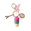 Kreatywny Macarons Cake Brelok Laduree Effiel Wieża Wstążka Key Chain Pierścień Kobiety Torebka Torba Urok Moda Talket Wholeasle