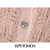 KPYTOMOA VROUWEN Sweet Fashion met Bejeweled Knoppen Gebreide Vest Trui Vintage Mouwloze Vrouwelijke vest CHIC TOPS 211008