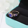 Wedding Rings ZYZQ Cocktail Party Luxury Accessories For Women With Blue Crystal Cubic Zircon Stone Micro Paved Jewelry Wholesale