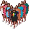 Dames Lippen Afdrukken Jurken Mode Trend Effen Kleur Korte Mouw Plus Size Rokken Designer Zomer Vrouwelijke Casual Losse Ronde hals Tops Jurk