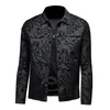 Luxury Flocking Bomber Jacket Men Autumn Business Casual Slim Lapel Single Breasted Dress Coat Social Street Wear 211214