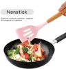 Silicone Kitchen Utensil Set 11 Pieces Cooking with Wooden Handles Holder for Nonstick Cookware Spoon Soup Ladle Slotted Turner Wh2704386