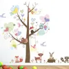 Muurstickers cartoon dieren kleurrijke hart boom voor kleuterschool kinderkamer home decor schattige safari muurschildering kunst PVC sticker posters