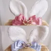 Lolita Children Big Bows rabbit ears hair sticks girls pearls love heart cartoon headbands kids Easter party princess hair accessories Q4581
