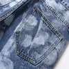 2021 Nieuwe patroon heren rechte jeans mode losse das-geverfde blauwe middelgrote taille vrije tijd HIP-POP Denim Pants