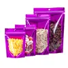 Various Sizes Clear and Purple Stand up Packaging Bags Smellproof Pets Food Storage Zipper Seal Packing Bag with Tear Notch