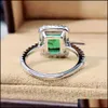 Solitaire Ring Ringar Smycken Vintage 100% Solid 925 Sterling Sier 8 * 10mm Emerald Ruby Gemstone Bröllopsfest för Women Lab Diamond Fine Gift
