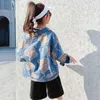 Spring Jeans Coat för barn Tjejer Lovely Cartoon Bear Print Denim Jackets Koreanska Höst Teenage School Toppar Kläder 8 till 12 210622