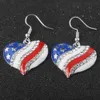 Elegancka amerykańska flaga serce w kształcie gwiazdy rhinestone ucha haczyk kolczyki kobiety biżuteria moda x0709 x0710