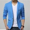 Mens Korean Slim Fit Fashion Cotton Blazer Suit Jacket Black Blue Beige Plus Size M To 6XL Male Blazers Coat Wedding Dress Men's Suits &