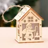 Jul timmerstuga hänger trä hantverkssats pussel leksak xmas trähus med ljusstembar heminredningar barns semestergåvor