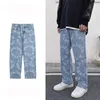 Mne's Printed Oversize Hip Hop Jeans Joggers Moda Streetwear Baggy Denim Pantalones pintados Jean Pants Loose Fit