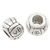 Stopowa Siatkówka Ball Sports VB Big Hole Koraliki 11x11x8mm Antyczne Silver Przekładki Fit Europejskiej Charm Bransoletki Biżuteria DIY L1296 85 sztuk / partia