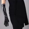 5本の指の手袋2021特許レザーエクストラリング70cmエミュレーションPU明るい黒人女性PU04
