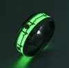 Tamanho 6-13 casal luminoso anel preto moda homem minimalista aço inoxidável brilhando na jóia escura