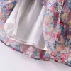 Chic A Line Chiffon Mini Dress Women Floral Print Vintage Ruffles Party Lantern Long Sleeve Casual Sundress 210508