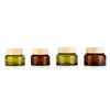 Hombro inclinado Amber Olive Green Green Cosmetic Jars Botellas con grano de madera Tapa de plástico a prueba de fugas BPA Gratis para barra de labio Crema Máscara de barro 15 g 30 g 50 g