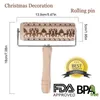 Teenra Christmas Embossing Rolling Pin Rolamento De Madeira Biscoito Biscoito Biscoito Bolo De Bolo Gravado Pin Rolling Pin Ferramentas 211008