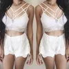 Sexig formning underkläder Sexig samling Bra Triangle Cup Thin Strap Bra Vit Lace Pyjamas Stor storlek Underkläder Q0706