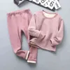 Marque hiver enfants pyjamas ensembles pyjamas chauds pour garçons épaissir filles vêtements de nuit 2-12 ans polaire bébé sous-vêtement thermique 211130