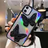 For iphone Case 14 12 Pro Max 11 X XS XR 7 8 Laser Butterfly Phone Cases fashion glittering Back Cover Cartoon Transparent Soft Covers