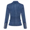 Bevenccel 2020 Autumn Winter Blazer Women's Double Breasted Denim Blazer Jacket Outer Coat X0721