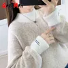 Tröja Oversize Kvinna Turtle Neck Tjock Höst Kvinnors Vinter s Ladies Knitwears Koreanska 210428