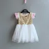 sweet girls flutter sleeve sequin dress with big bows ,lovely baby birthday toddler formal 210529