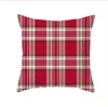 Julkudde täcker röd rutig älg kast kudde fodral fyrkantig soffa kudde pläd tryck soffa kyna täcker juldekor3406797