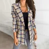 Mulheres Blazer Casual Manga Longa Jaquetas Slim Blazers Outono Escritório Terno Listrado Casaco Cardigan Feminino Femme Casacos 210930