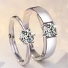 Dropship J152 S925 STERLING Silver Couple Rings avec Diamond Fashion Simple Zircon Pair Ring Jewelry Valentine039s Day Gift3626884