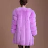 Faux Fox Fur Coat Kobiety Slim Faux Fur Kurtka Long Coat Winter Faux Fox Fur Coat Stripe Luksusowy Moda 4XL Biały, Niebieski, Purpurowy Y0829