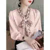 Autumn Fashion Design Women's Bow Collar Long Sleeve Chiffon OL Blouse Shirt Plus Size SMLXLXXL3XL Tops