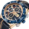 Navorce sport horloges voor mannen luxe merk blauw militair lederen polshorloge man klok mode chronograph polshorloge 211124