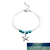 Nova imagem Cor Multi-camada Estrela do mar Sereia Cauda Frisada Peixe Fines Bohemian Personalidade Feminino Anklet Pulseira