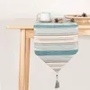 Topfinel corredores de mesa colorido listras com tassels Chenille tela de lona toalha de mesa para decoração de casa ao ar livre. 210709.