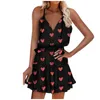 Sexy Rückenless Spaghetti Armband Boho Print Mini Frau Kleid 2021 Sommer lässige Floralparty Plus Größe Kleider für Frauen Robe Femme x0521