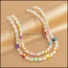 Beaded Necklaces & Pendants Jewelry Yamog Heart Star Pearl Mixed Women Acrylic Alloy Double Layer Beads Clavicle Chain For Female Vacation B