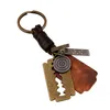 Modyle 2020 Vintage Genuine Leather Key Chain Pendants Handmade Keychain for Man Gift Jewelry Whole