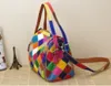 Wysokiej Jakości Skórzane Panie Casual Patchwork Geometryczny Projekt Messenger Torba Na Ramię Moda Damska Kolor Block Tote Bag