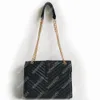 Women Wave Pattern Messenger bag black chain shoulder bags crossbody Satchel Bag Lady pu leather handbags presbyopic purse 2 colour