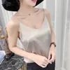 Plus Size Elegant Women White Satin Tops Korean Silk V-neck Tank Woman Sleeveless Black Tees Cami Sexy Halter 13694 210521