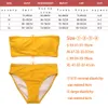 PLAVKY Retro Sexy Yellow Striped Strapless Bandeau Biquini Cut High Waist Swim Bathing Suit Swimsuit Swimwear Women Bikini 210722