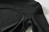Slash Collar Ruched Sznurowanie Bandażem Backless Długim Rękawem Tee Tie Łuk Kobiety Przycięte Tight T Shirt Krótkie seksowne topy czarne 210429 \ t