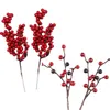 装飾的な花の花輪1ピース人工的な松のコーン赤いベリーブーケ花枝バブルクリスマスツリーデコレーションホームパーティーの装飾祭