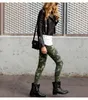 Youaxon Femme S-XXXXXL Plus Taille Chic Camo Army Green Skinny Jeans pour femmes Femme Camouflage Pantalon crayon court 210322
