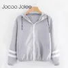 Moda Com capuz Windbreaker jaqueta retalhos s mulheres bloco de cor zipper outono outono casual casacos Outerwear Raincoat