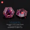 GIGAJEWE Loose Moissanite Hand-Cutting Hexagon Cut Pink Color VVS1 Premium Gems For Jewelry Making