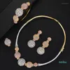 Orecchini Collana GODKI Catena a sfera di lusso Set di gioielli nigeriani per le donne Set da sposa in oro con zirconi cubici CZ Dubai